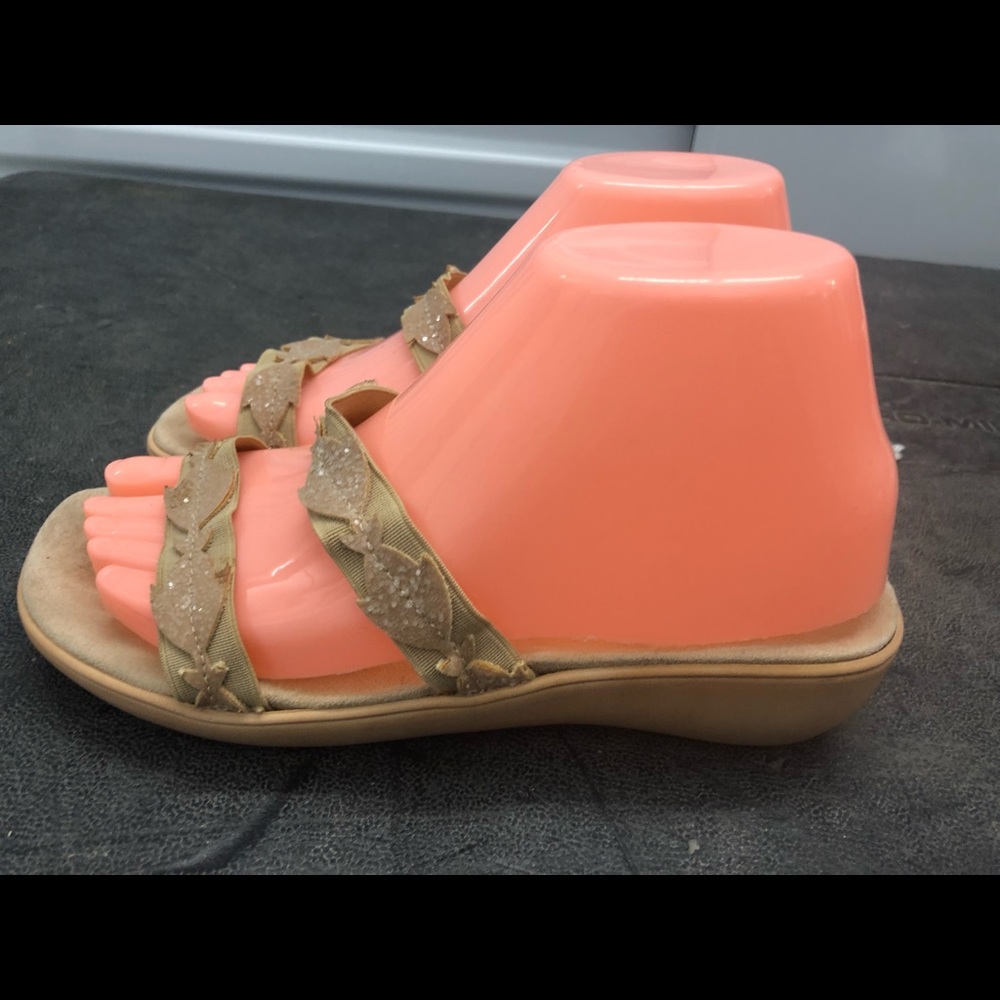 Italian Shoe Makers Tan Double Straps Sandals